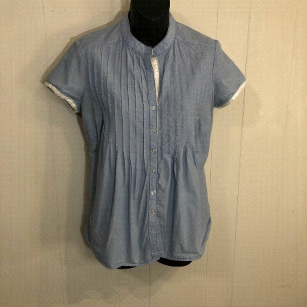HARVE Benard 100% Cotton Short sleeve Button Down Blouse